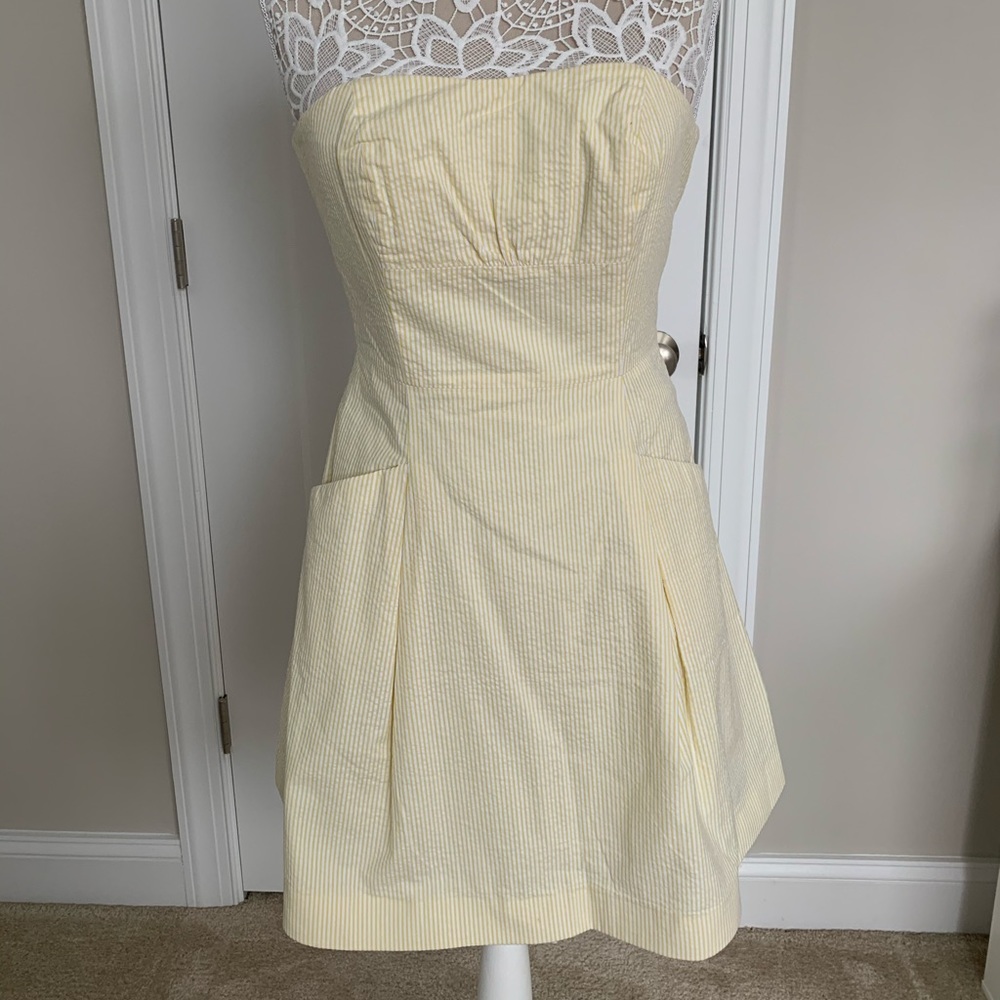 Lilly Pulitzer Strapless Yellow Seersucker Dress